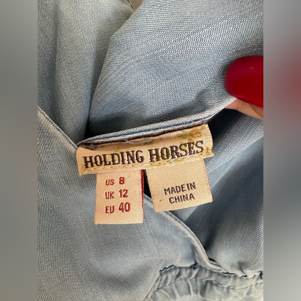 Anthropologie Holding Horses Malpais Maxi Dress in Chambray Blue - Size 8 - Picture 8 of 8